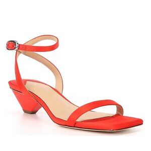 NEW Antonio Melani Fina Satin Dress Sandals in Fire Coral Orange